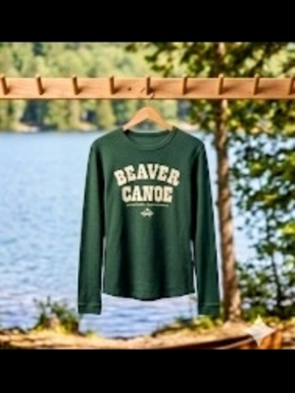 Roots Beaver Canoe Green Long Sleeve Graphic Tee - Picture 6 of 9